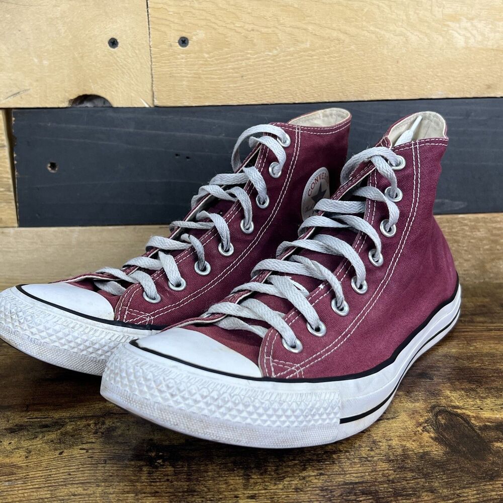 Vintage Converse All Star High Top Sneakers Maroon Burgundy M11 W13 - Picture 2 of 16
